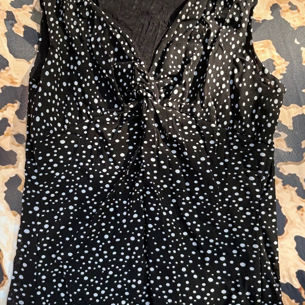 Willi Smith Black and White Dotted Blouse